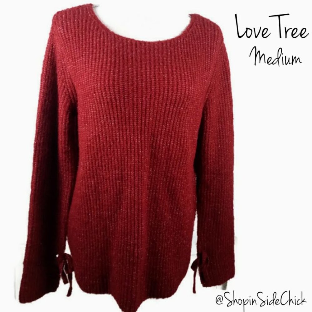 Love Tree Knit Sweater Medium Red